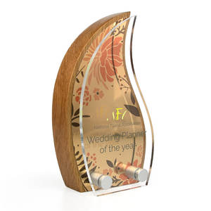 Trophée personnalisé de l'usine OEM ODM Support acrylique pour la peste Présentoir en blocs de bois véritable pour les événements sportifs académiques corporatifs caritatifs - Product Image 2