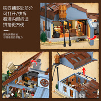 Atelier de forgeron Western Cowboy 89145, briques de construction, cadeau de Noël, 2718+ pièces/ensemble, y compris les lumières LED