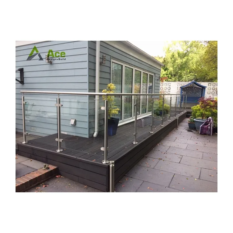 Ace Modern Aluminum Post Glass laser cut railing Deck Solar Stair Stainless Steel Tubular Aluminum Deck Pipe Railing Design