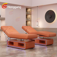 Lit de Massage Électrique Automatique pour Salon de Beauté, Cosmétique Faciale, Extension de Cils, Taille King, en Bois Coréen, 3 Moteurs