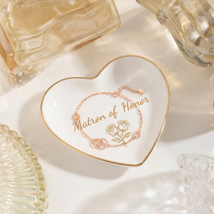 صينية مجوهرات سيراميك صغيرة مخصصة للطباعة بالتسامي بتصميم دائري مقاس 4.5 بوصة، طبق عصري للخواتم والقلائد والأقراط والتحف - Product Image 1