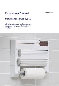 Wholesale 6-in-1 <b>Plastic</b> <b>Wrap</b> Tissue Dispenser with Cutter Refrigerator Magnetic Holder - Product Image 5