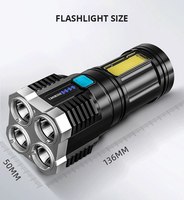 Lampe latérale COB 4 perles Torche de camping haute puissance rechargeable Lanterne à main portable Lampe torche flash LED Lampes de poche