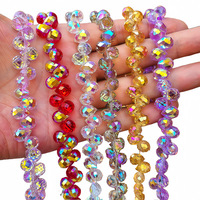 Perles en cristal en gros, perles fraise à trou traversant 6mm 8mm, perles en verre de cristal à facettes, perles intercalaires lâches pour la fabrication de bijoux DIY