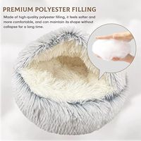 Coussin rond en peluche pour animaux de compagnie, fausse fourrure, nid de sommeil en forme de beignet avec housse amovible et lavable pour chats et petits chiens - Vente en gros