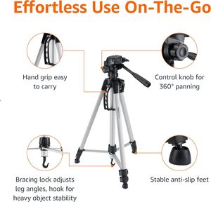 Chân máy ảnh nhôm nhẹ có túi đựng, thước đo độ nghiêng, khóa lật, thiết kế di động, chân máy ảnh/chân đế chuyên nghiệp bằng nhôm - Product Image 3