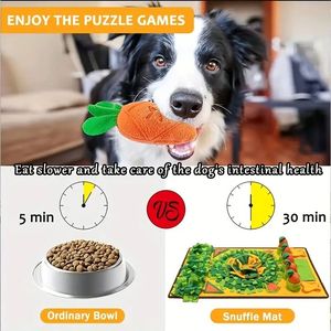 Interaktive karotten förmige Haustier matte Ungiftige rutsch feste Baumwoll katzen Hunde fördern gesunde Ess gewohnheiten Entspannungs tier - Product Image 5