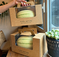 Boîte cadeau transparente pour fruits frais, emballage en carton kraft avec poignée en papier pour cerises, oranges et raisins