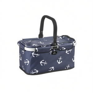 Falko Shopping <b>Basket</b> Navy Anchor Print Collapsible <b>Storage</b> <b>Basket</b> for Home and Travel - Product Image 2