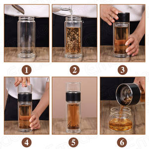 Bouteille à Infuseur à Thé en Verre, Tasse à Thé à Double Paroi en Borosilicate, Gobelet de Voyage Portable, Tasse à Café Anti-Fuite pour Feuilles de Thé en Vrac, Fleurs, Herbes - Product Image 4