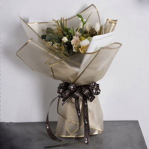 Papier d'emballage pour fleurs 58*58cm, film plastique coloré semi-transparent avec impression sur le bord, très vendu - Product Image 4