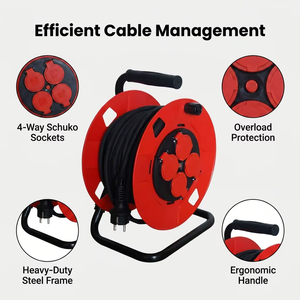Enrouleur <span class=keywords><strong>de</strong></span> câble flexible H05RR-F en caoutchouc IEC, portable, 4 voies, étanche, <span class=keywords><strong>rallonge</strong></span> électrique <span class=keywords><strong>de</strong></span> 250 V <span class=keywords><strong>de</strong></span> qualité industrielle - Product Image 3