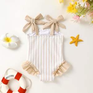 <span class=keywords><strong>Maillot</strong></span> <span class=keywords><strong>de</strong></span> <span class=keywords><strong>bain</strong></span> une pièce pour filles, couleur unie, sans bretelles, avec logo à la taille, en spandex/polyester respirant - Product Image 3