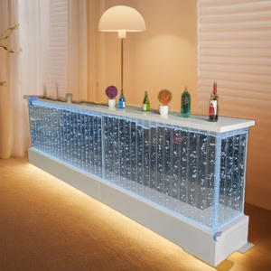 Meubles de bar Conception personnalisée Fontaine à bulles en acrylique avec lumière LED RVB Table de comptoir de bar - Product Image 1