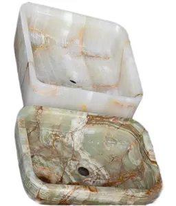 绿色onyx矩形石材水槽卫生石盆容器洗碗容器盥洗室批发商供应商