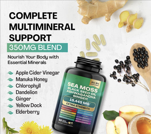 Fabricante Etiqueta Privada Suplemento Mar Musgo Shilajit Aceite De Semilla Negra Ashwagandha Bladderwrack Bardana Jengibre Cápsulas de hierbas - Product Image 2