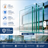 Vidrio Templado de Seguridad, Forma Plana, Alta Resistencia, Diseño Moderno y Ecológico para Muros Cortina, Puertas y Ventanas de Edificios