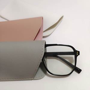 Personalized Logo Eyeglass Soft Pu Leather <b>Pouch</b>, Custom Portable Dustproof Glasses case - Product Image 3