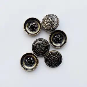 custom buttons logo brand engrave logo 4 parts spring snap on Decorative clasp metal button