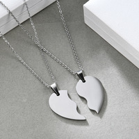 Collier pendentif couple cœur brisé romantique en acier inoxydable plaqué or 18 carats personnalisé tendance unisexe