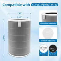 Filtre de remplacement M8R-FLH compatible avec le purificateur d'air Mi 3/3C/3H 2C/2H/2S/Pro Filtre à charbon actif H13 HEPA Filtration