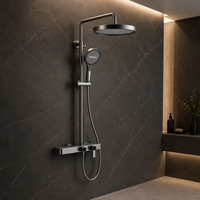 Ensemble de douche complet, style moderne et simple, laiton chromé, cartouche céramique, haute pression, fixation murale, pomme de douche carrée, usage hôtelier