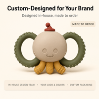 Vente en gros de jouets de dentition pour bébé en silicone personnalisés avec logo, en forme de pieuvre, qualité alimentaire, sans BPA, directement de l'usine, MOQ, conception personnalisée
