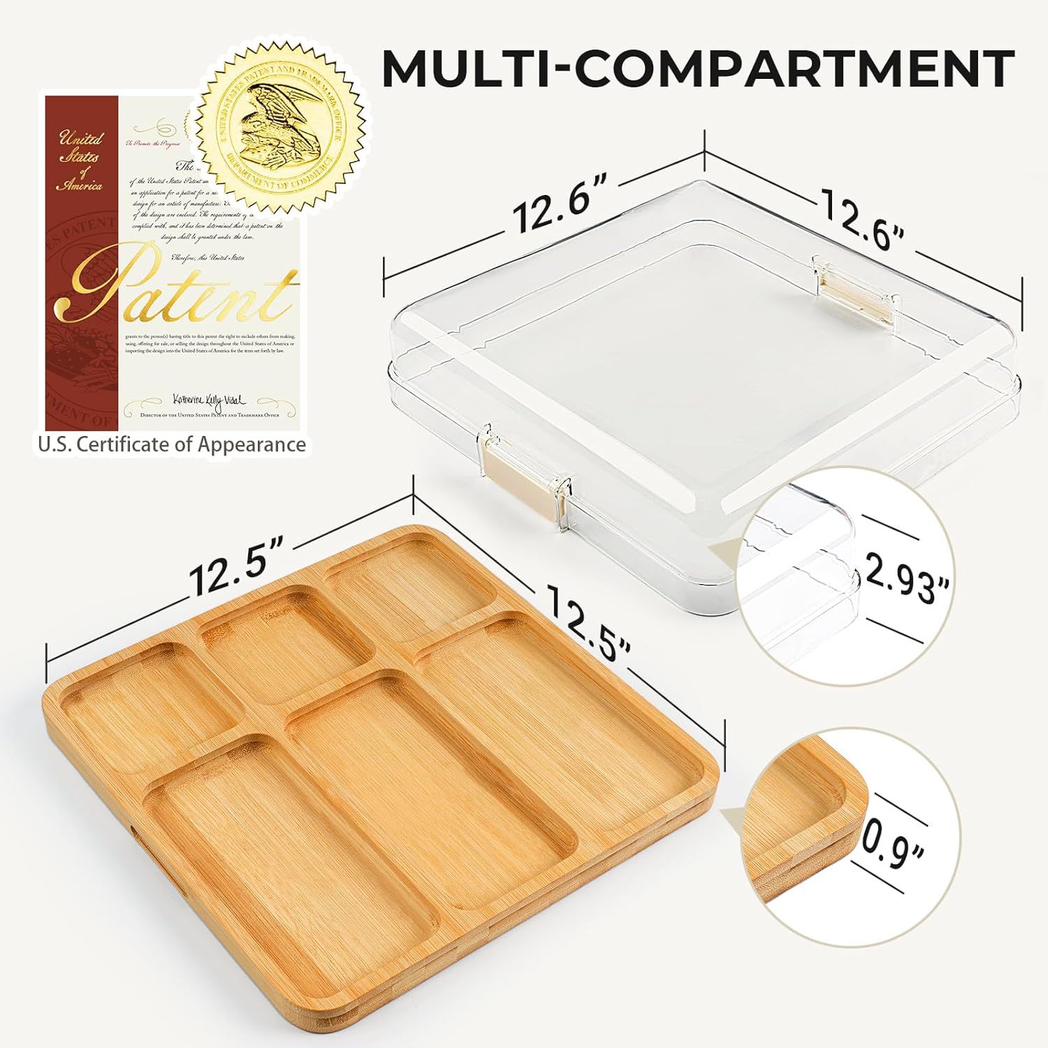 Couleur beige, plateau à 6 compartiments, 1