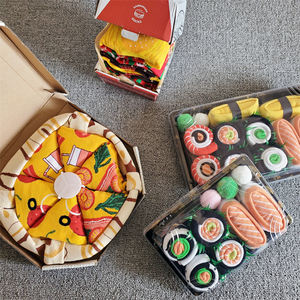 Personalidade Criativa Tripulação Meias para Masculino Feminino Cartoon Hamburg Pizza Sushi Japonês Malha Perfeito Spoofed Aniversário Natal - Product Image 5