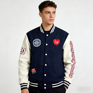 Custom Letterman Baseball <b>Fleece</b> Jacket Wholesale Embroidery Unisex Streetwear Long Windproof 2026 New Arrival Varsity ODM - Product Image 1