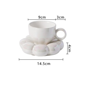 Tazza da Caffè in Ceramica a Forma di Girasole, Tazza per Latte Originale, Graziosa Tazza da Ufficio, Set Tazza e Piattino da Tè 6.7 Oz 200 Ml - Product Image 5