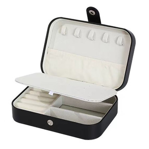 Boîte de rangement à bijoux portable de luxe en cuir PU écologique, rectangulaire, double couche, pour bracelets, boucles d'oreilles, colliers, bagues - Product Image 5
