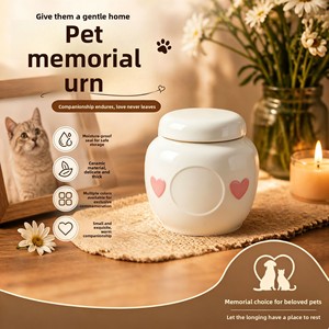 Urnes funéraires en céramique personnalisées faites à la main avec <span class=keywords><strong>photo</strong></span> pour cendres d'animaux de compagnie, chiens, chats bien-aimés, élégantes urnes de crémation, souvenirs commémoratifs - Product Image 2