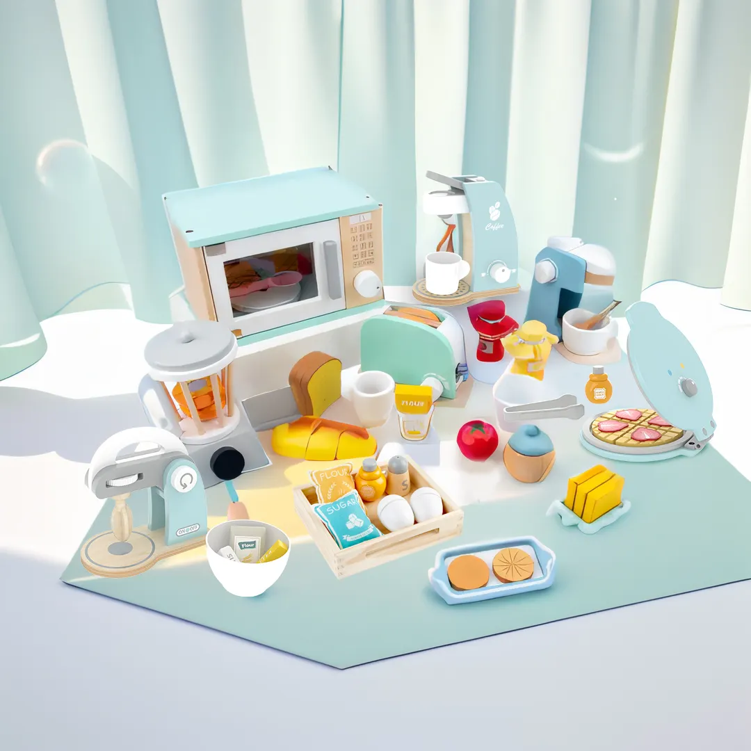 New Kids Wooden Pretend Play Sets Simulation Maker Machine Blender Baking Kit Game Mixer Kitchen Role Toys