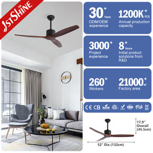 1stshine Ventilador de techo Decorativo 220V Smart Reversible Control remoto Personalizado 3 aspas de madera maciza Ventilador de techo - Product Image 3