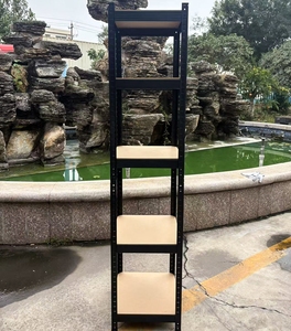 رفوف تخزين معدنية سوداء للزوايا بخمسة مستويات قابلة للتعديل، مقاومة للتآكل، متينة، بدون براغي، مجلفنة، للمرآب - Product Image 5