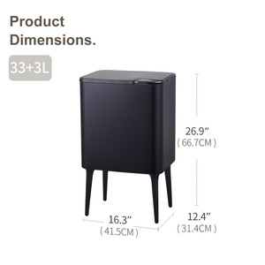 <span class=keywords><strong>2025</strong></span> mới 33L bán buôn thép không gỉ vuông nhà bếp văn phòng Báo Chí tay Thùng rác có thể với chân - Product Image 2