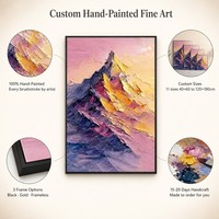 Peinture à l'huile sur toile faite à la main, grand format, luxe léger, prête à accrocher, vente en gros, pour entrée, collection Montagne enneigée