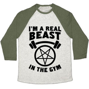 Camiseta de béisbol unisex de mezcla triple I'm a Real Beast in the Gym - Product Image 2