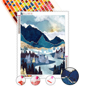 Ensemble de peinture diamant personnalisé lever du soleil entre les montagnes et les eaux ensemble de peinture diamant personnalisé décoration de bureau - Product Image 1