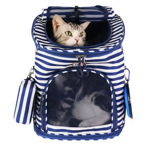Sac à dos pour animaux de compagnie pratique avec fermeture éclair, rembourrage multi-structure, respirant pour petits chiens et chats, en polyester et maille - Product Image 4
