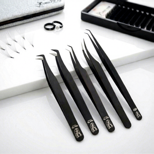 Salon Quality Fiber Tip <b>Lash</b> Tweezer Stainless Steel 90 Degree Boot Eyelash Tweezer Volume Fan Tools <b>Lash</b> Extension Tweezers <b>Kit</b> - Product Image 1