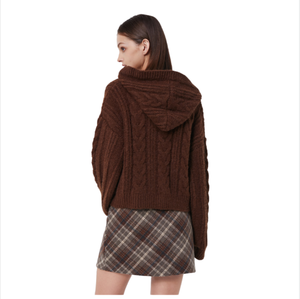 Abrigo <span class=keywords><strong>de</strong></span> cárdigan con capucha suave <span class=keywords><strong>de</strong></span> <span class=keywords><strong>Alpaca</strong></span> Estilo Socialite versátil con botones <span class=keywords><strong>de</strong></span> cuerno Suéter <span class=keywords><strong>de</strong></span> manga larga <span class=keywords><strong>de</strong></span> punto <span class=keywords><strong>de</strong></span> cable - Product Image 4