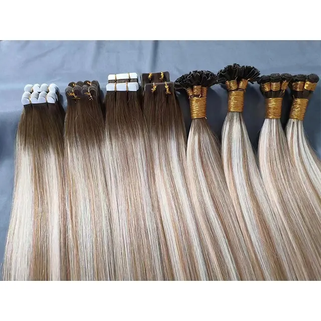 MJMOJO Pre Bonded U V I Flat Tip Hair Extension Russian Remy Hair Extensions Light Color