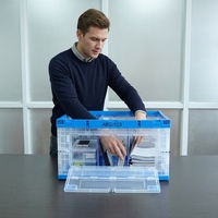 Boîte de rangement pliable pour documents, en plastique transparent, pliable, organisateur pour la maison et le bureau, empilable, boîte d'archives personnalisée