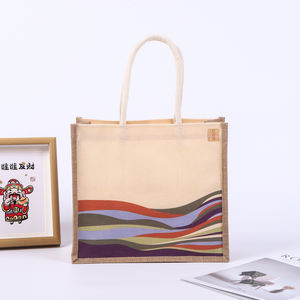 कस्टम फैक्टरी गर्म बिक्री अच्छी गुणवत्ता बर्प जूट टोटे बैग कस्टम लोगो इको शॉपिंग बैग कैनवास हैंडल टेक्सपेडे ब्रांड प्रचार - Product Image 2