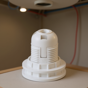 White Plastic <b>E27</b> <b>Lamp</b> <b>Holder</b> With 2 Vito Rings - Product Image 3