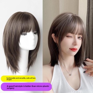 Perruque Courte <span class=keywords><strong>Femme</strong></span> Tendance Été – Bob <span class=keywords><strong>Mi</strong></span>-<span class=keywords><strong>Long</strong></span> Effet Naturel Cheveux Synthétiques Haute Température Ondulés - Product Image 3