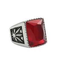 Yunnique – bague en acier titane avec pierres précieuses, saphir noir, rubis, style Punk pour hommes, bijoux géométriques rétro, cadeau 280693