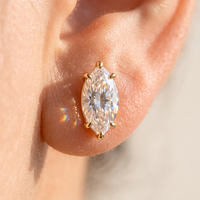 LZE69 Magnifiques boucles d'oreilles clous en argent sterling 925 plaqué or avec zircon cubique marquise 8A pour femme